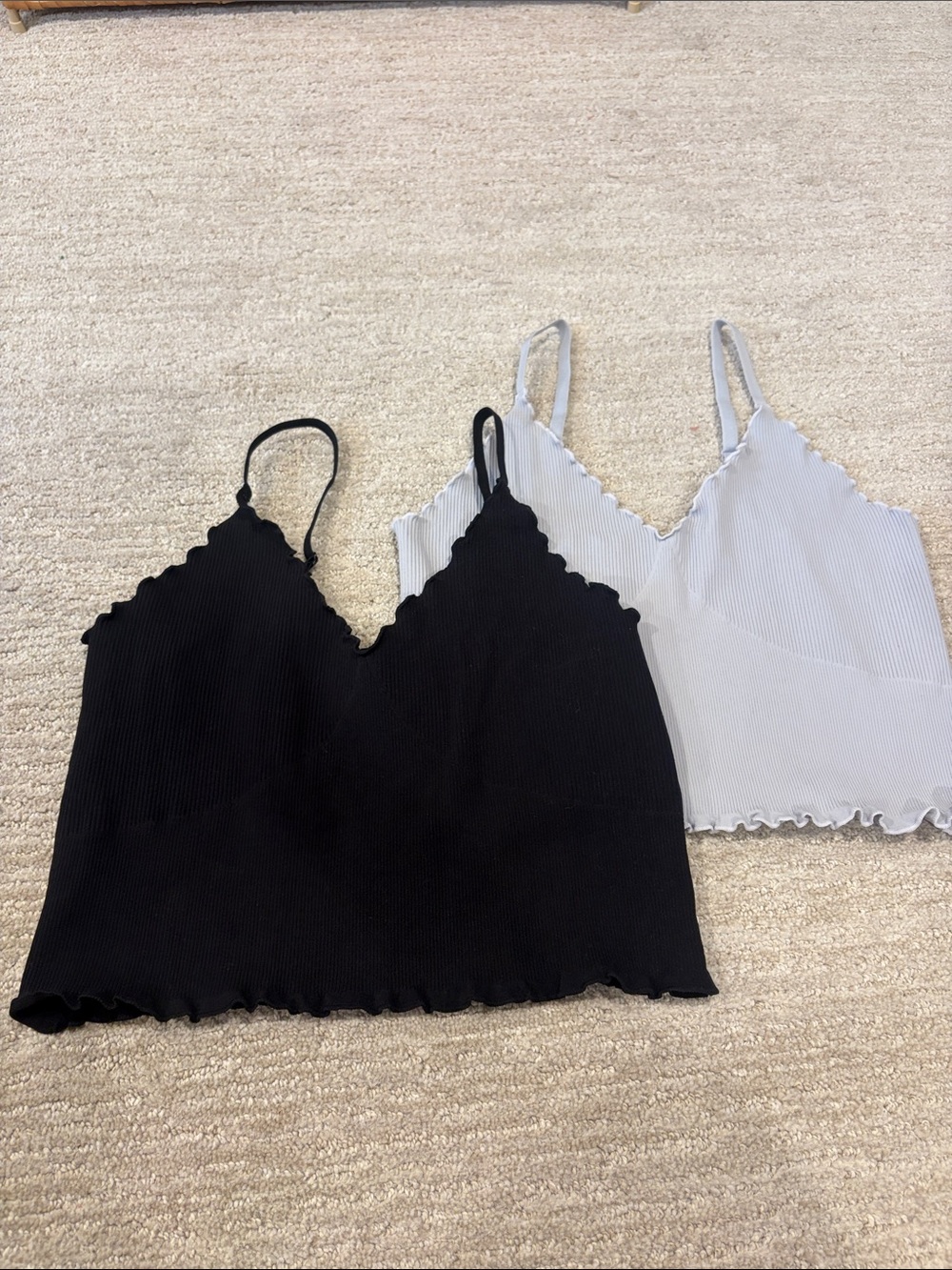 Ribbed Scallop Edge Brami - Black & Light Gray
